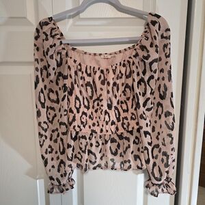 Mi Ami Pink Leopard Print Blouse